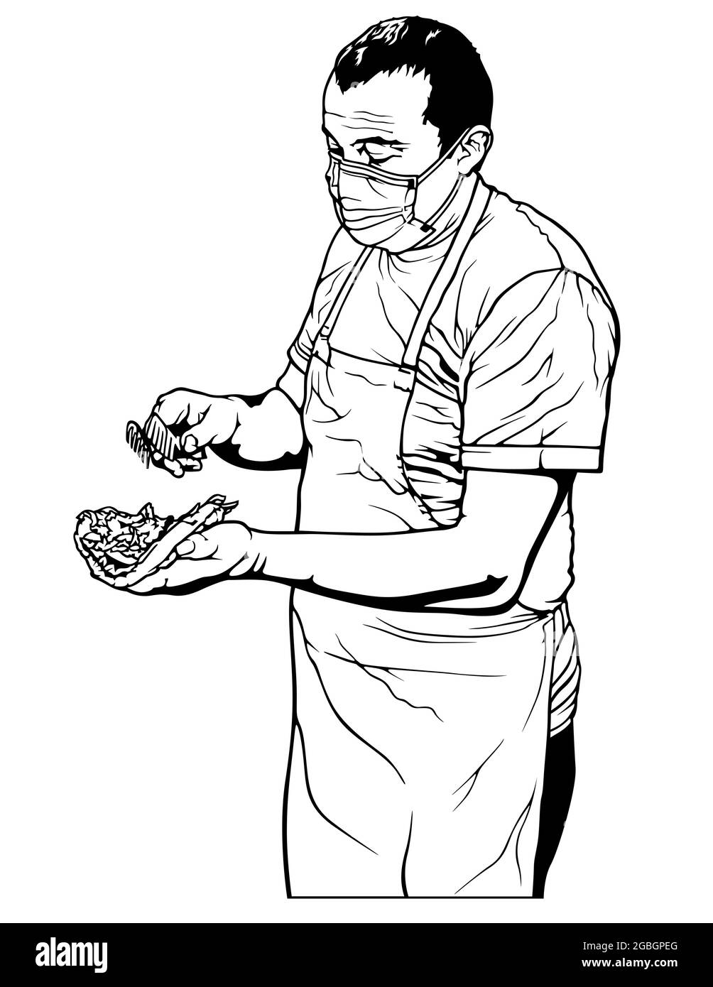 Cuire préparer un Doner turc Kebab ou grec Gyros Illustration de Vecteur