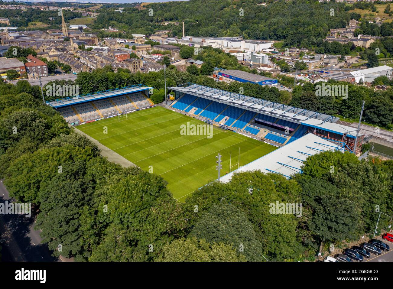 Halifax Town football Club The Shay Stadium Construction Aerial Drone photo Photographie image de l'air West yorkshire Banque D'Images
