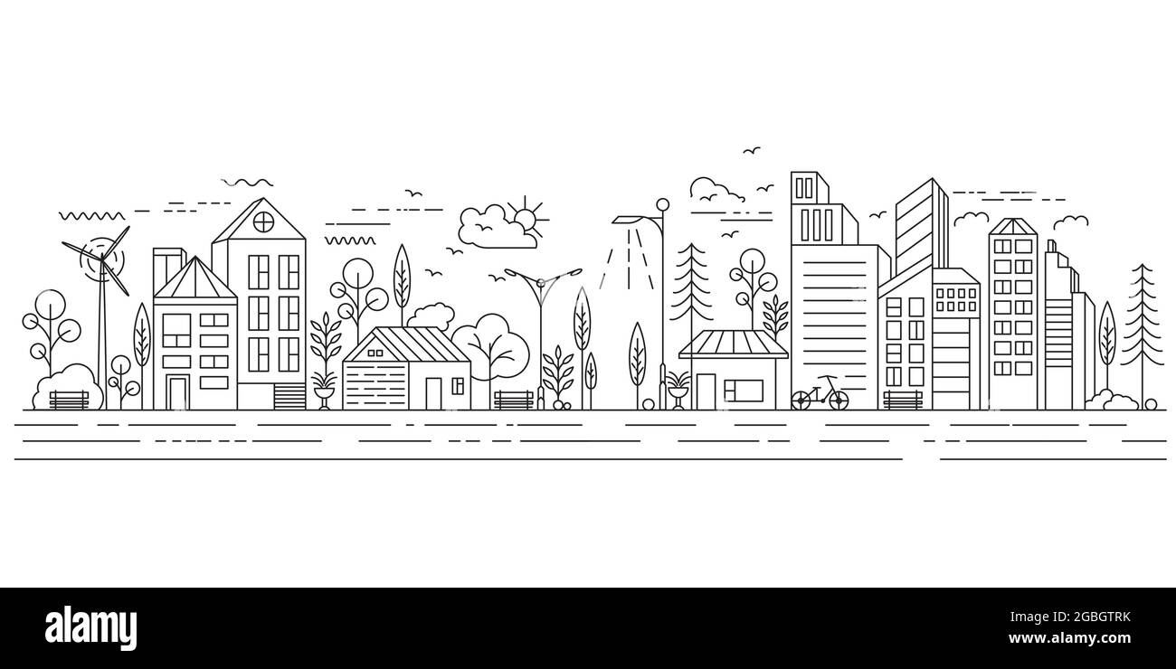 City Building Line art Vector Icon illustration Template Illustration de Vecteur