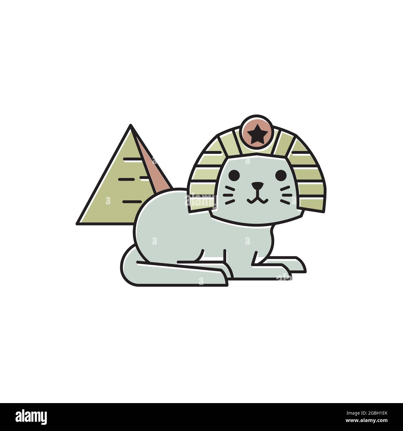 Mignon Chat Egyptien Costume Pyramide Egypte Flat dessin animé Illustration de Vecteur