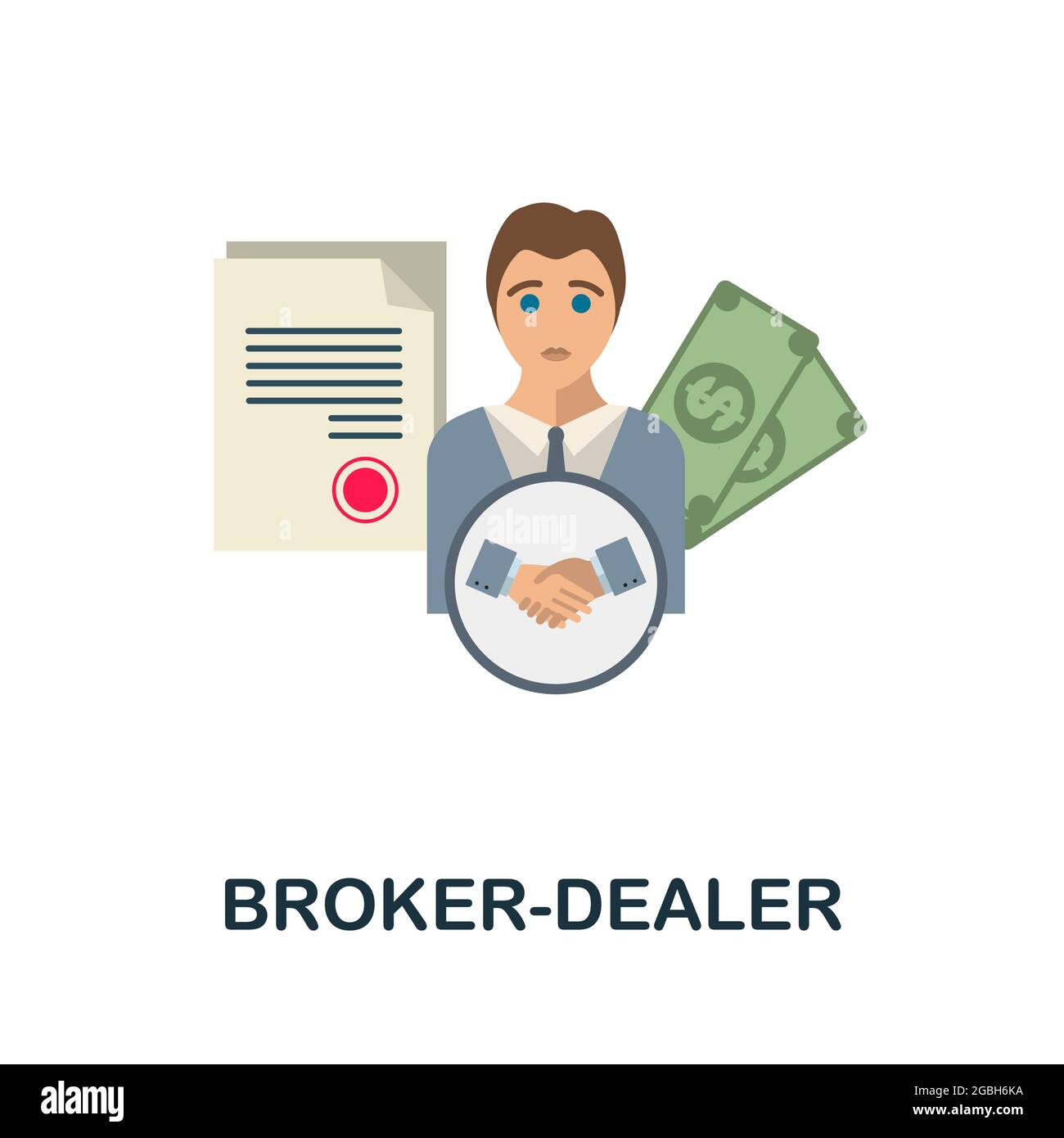 Icône de programme courtier-concessionnaire. Simple signe de la collecte de financement participatif. Illustration de l'icône Creative Broker-Dealer pour la conception Web, les infographies et bien plus encore Illustration de Vecteur