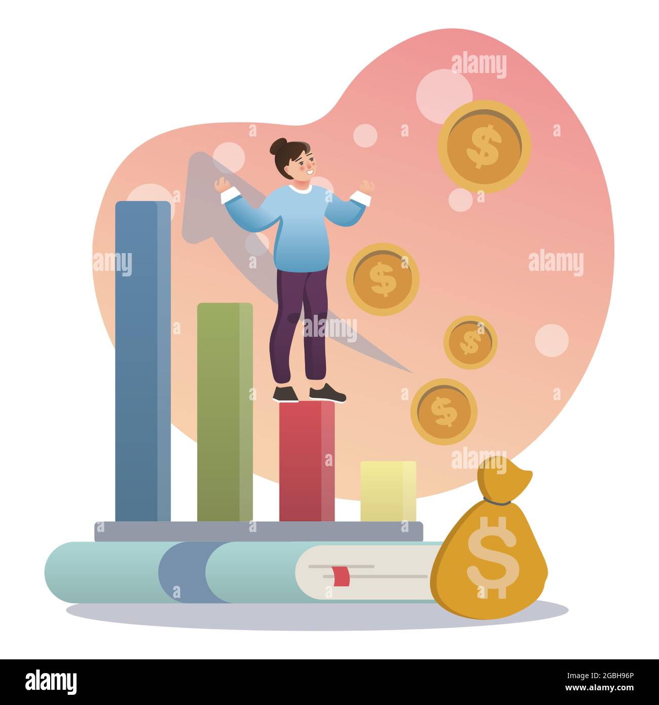 Économie. Illustration de couleur plate isolée. Cours scolaires. Éducation financière. Illustration de Vecteur