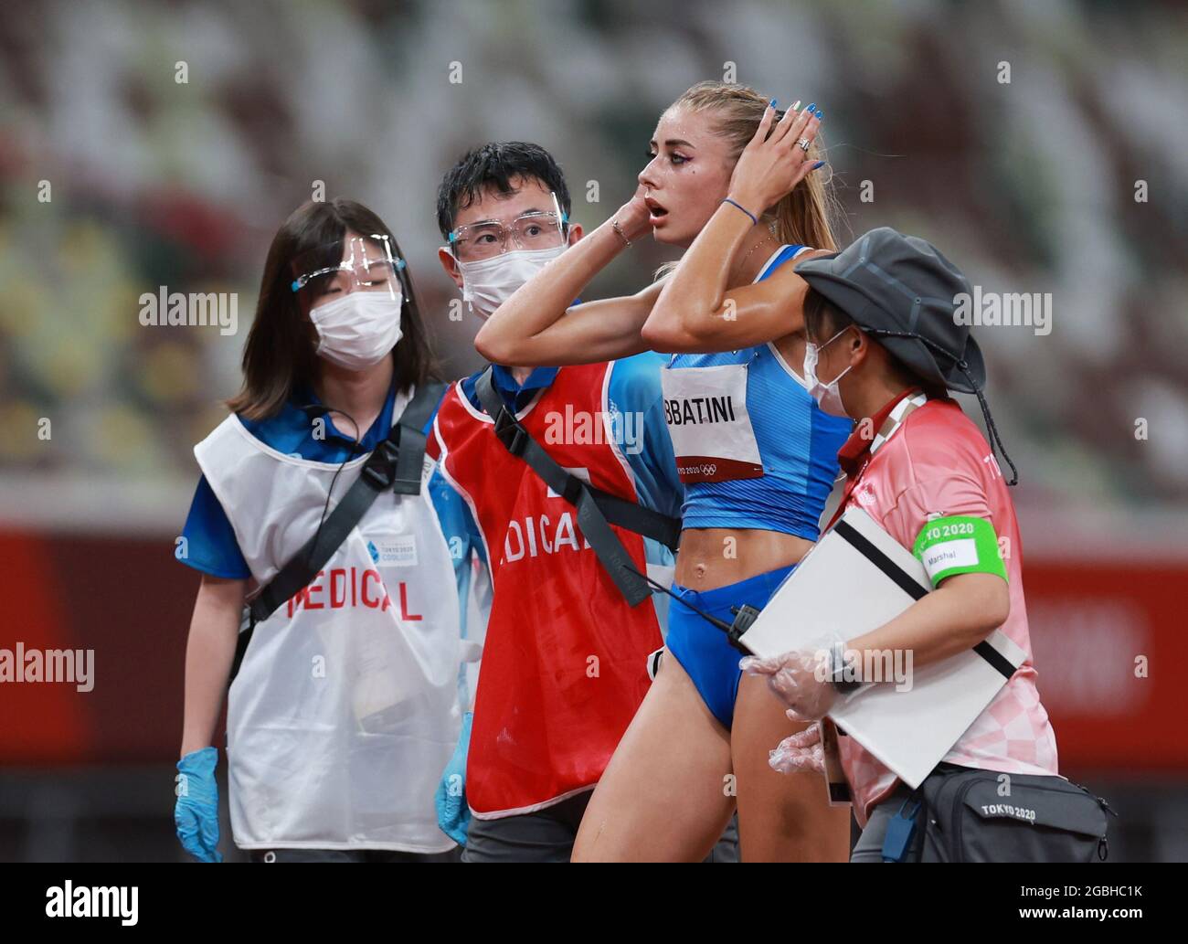 Jeux Olympiques De Tokyo Athletisme Femmes 1500m Demi Finale Stade Olympique Tokyo Japon 4 Aout 21 Gaia Sabbatini De L Italie Reagit Apres La Competition Reuters Kai Pfaffenbach Photo Stock Alamy