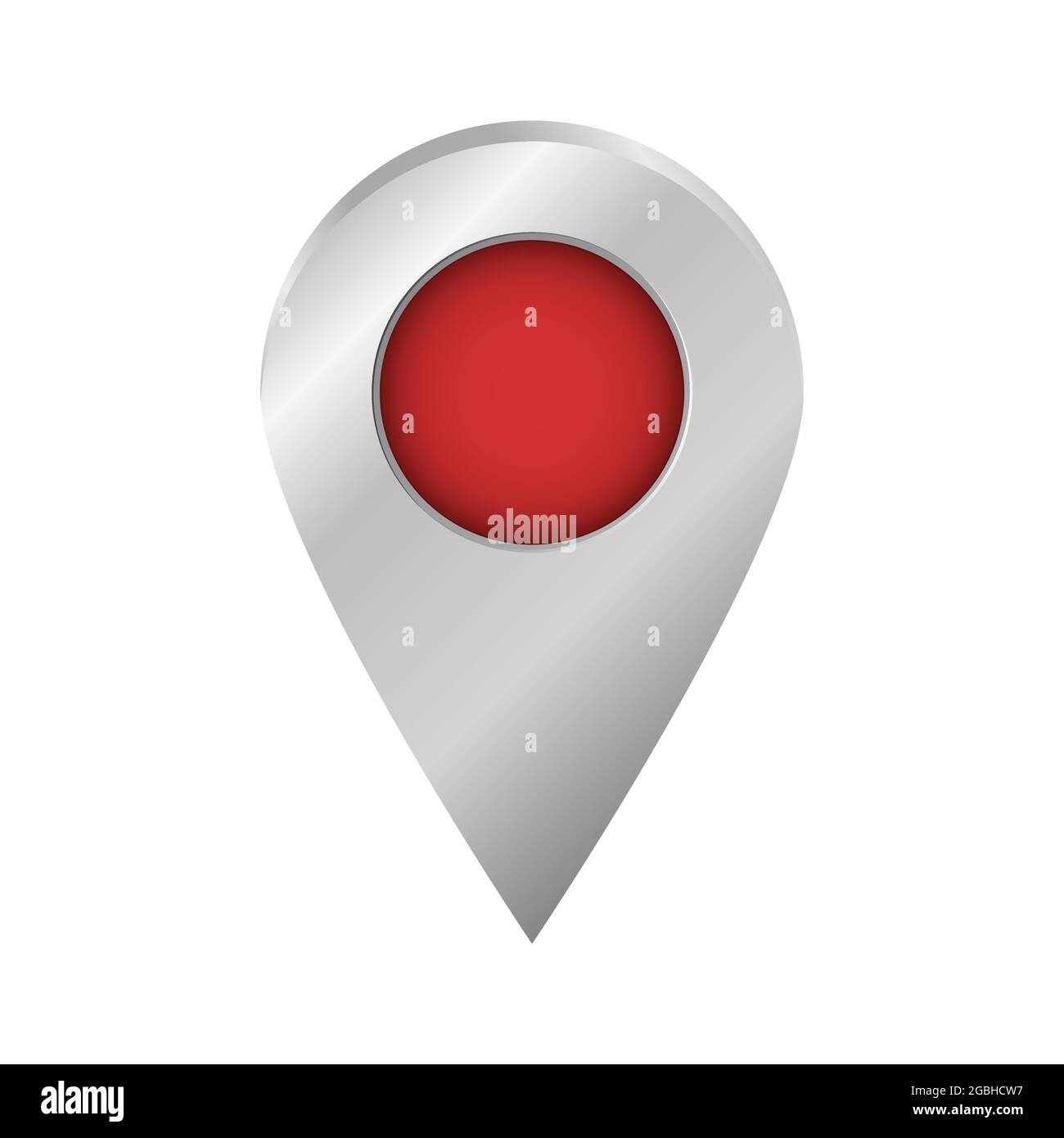 Icône de broche de carte argentée isolée sur fond blanc. Symbole du pointeur. Panneau de localisation. Carte de navigation, gps, direction, lieu, boussole, contact, rechercher conce Illustration de Vecteur