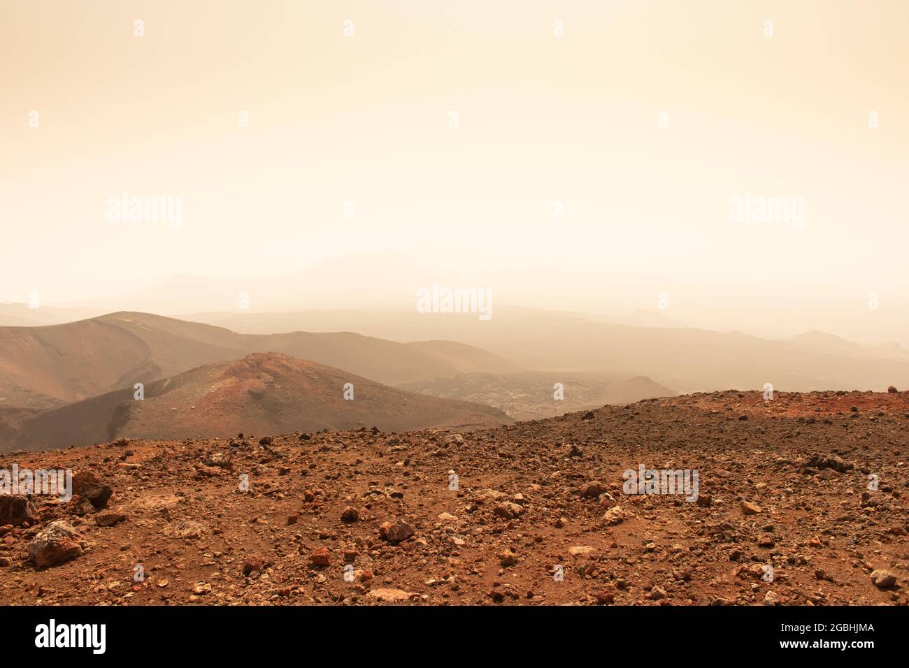 Fantastique planète rouge Mars paysage de surface fait sur Terre Banque D'Images