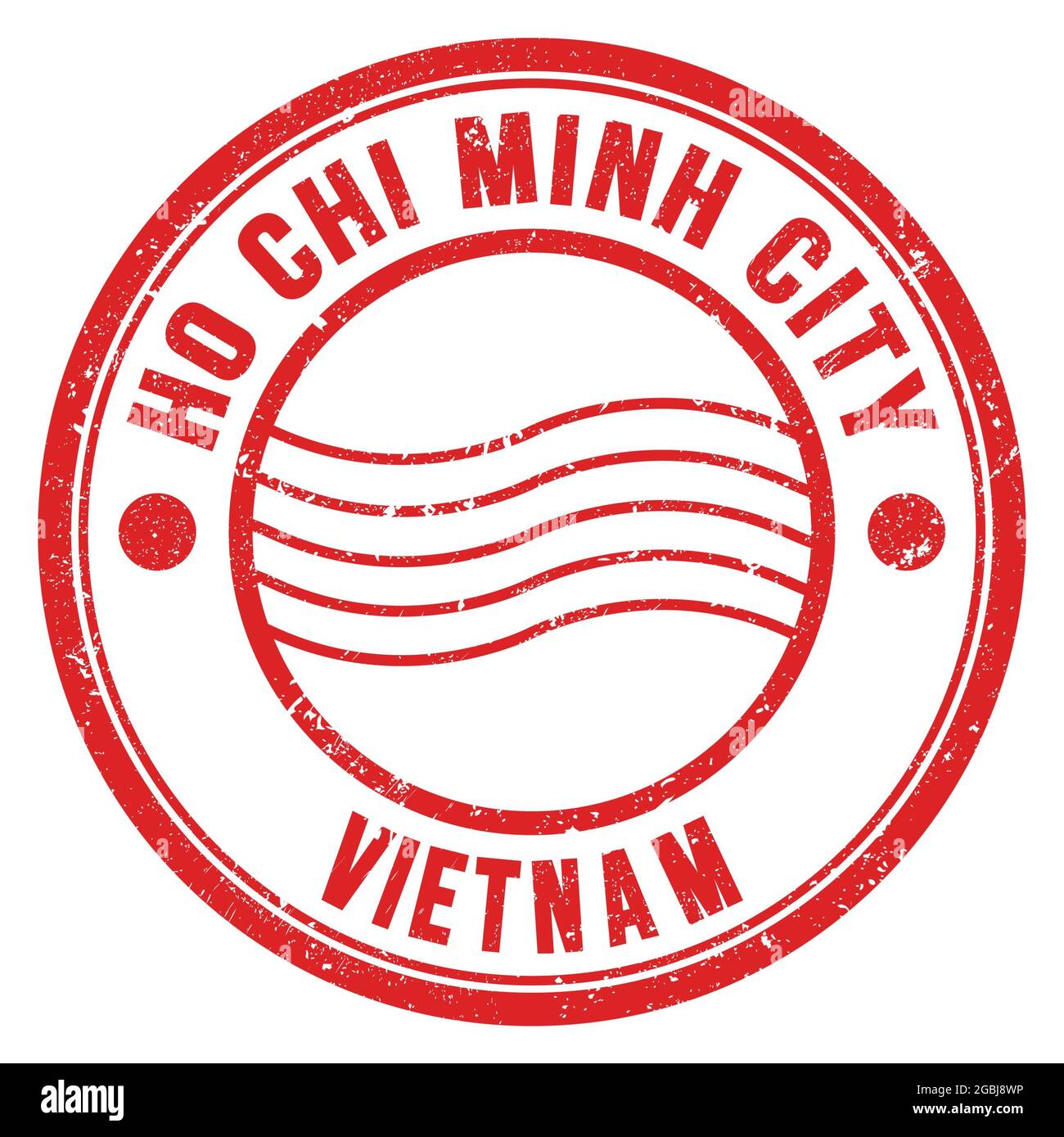 HO CHI MINH VILLE - VIETNAM, mots écrits sur le timbre postal rond rouge Banque D'Images
