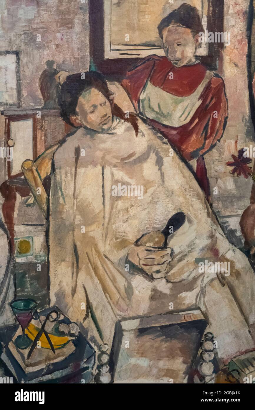 Peinture intitulée « coiffure » de l'artiste britannique Geoffrey Tibble en date de 1947 Banque D'Images