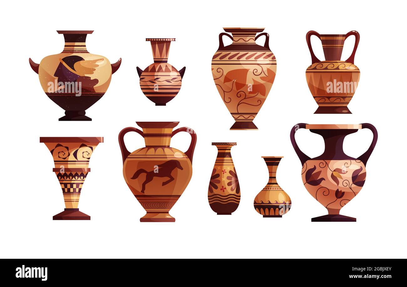 Vase grec ancien avec décoration. Ancien pot traditionnel en argile ou pot  pour le vin Image Vectorielle Stock - Alamy