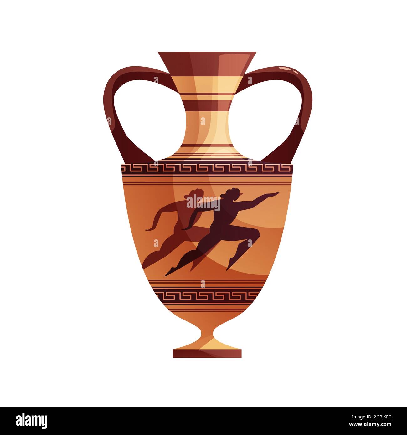 Vase grec ancien avec décoration. Ancien pot traditionnel en argile ou pot pour le vin. Illustration de Vecteur