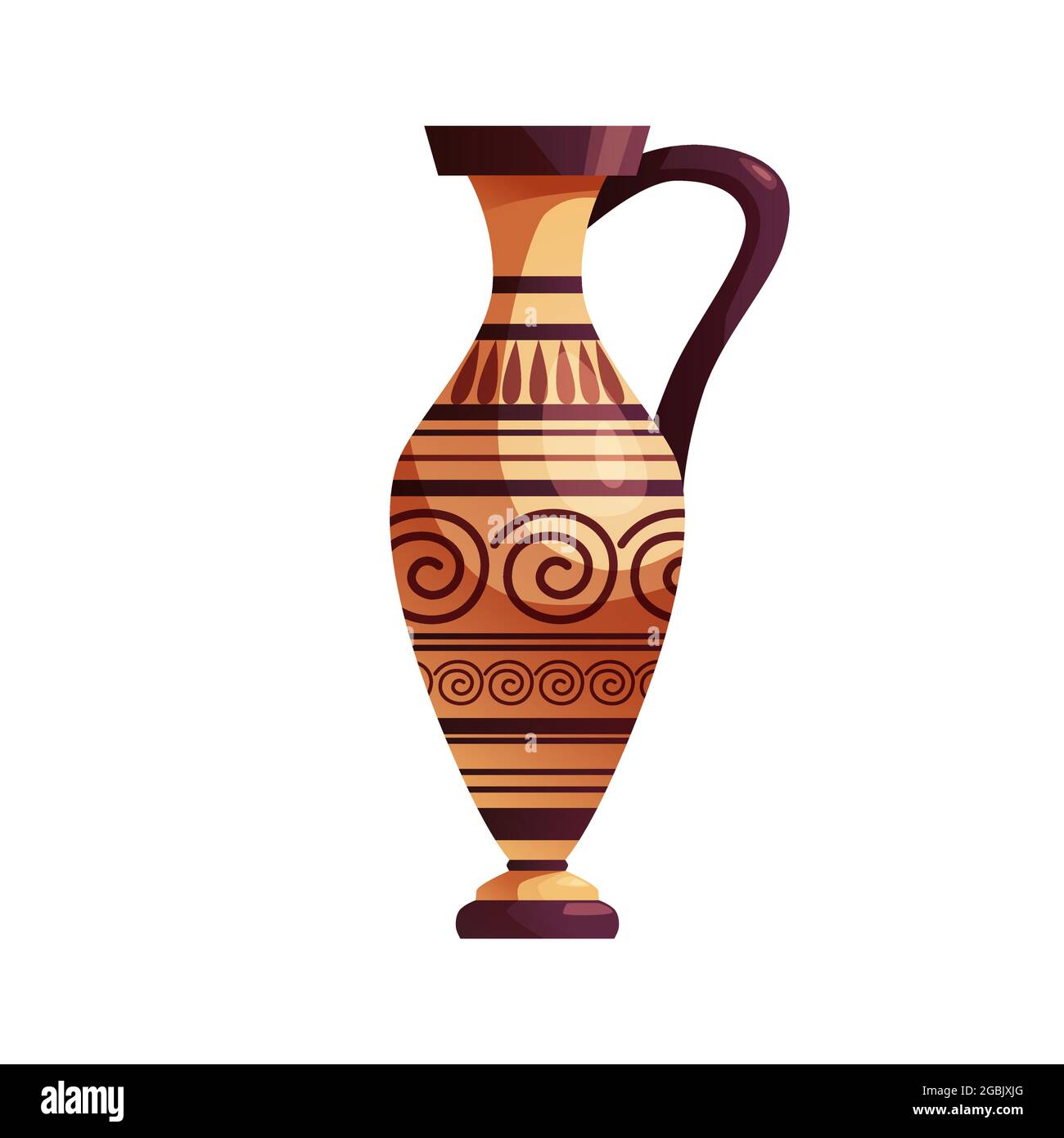 Vase grec ancien avec décoration. Ancien pot traditionnel en argile ou pot pour le vin. Illustration de Vecteur