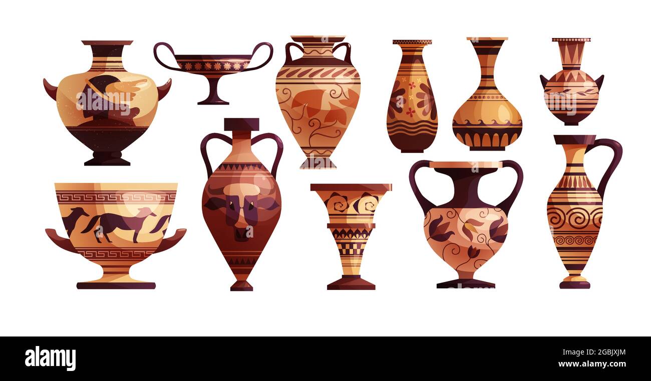 Vase grec ancien avec décoration. Ancien pot traditionnel en argile ou pot  pour le vin Image Vectorielle Stock - Alamy