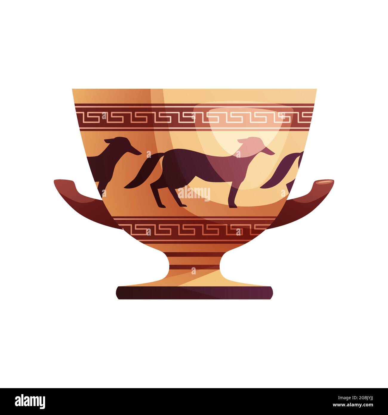 Vase grec ancien avec décoration. Ancien pot traditionnel en argile ou pot pour le vin. Illustration de Vecteur