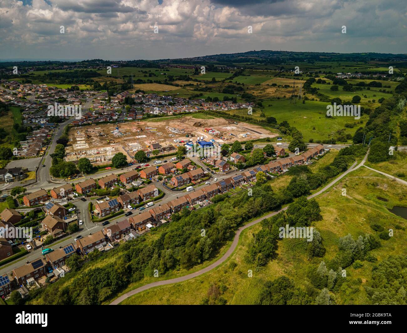 Nouveau logement développement Aerial Drone View Chell Heath Stoke on Trent Staffordshire Banque D'Images