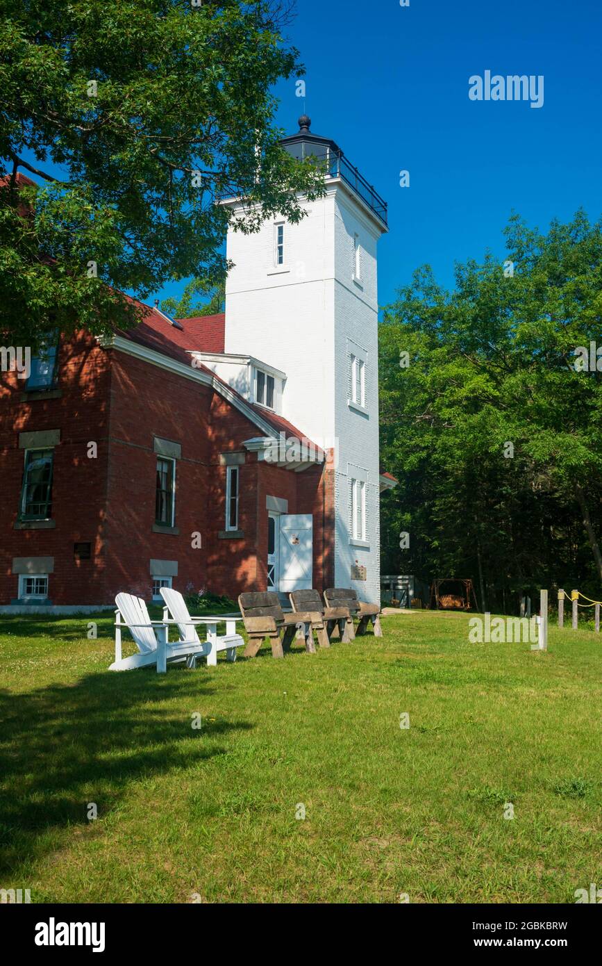 Phare - 40 Mile point, Rogers City Michigan États-Unis Banque D'Images