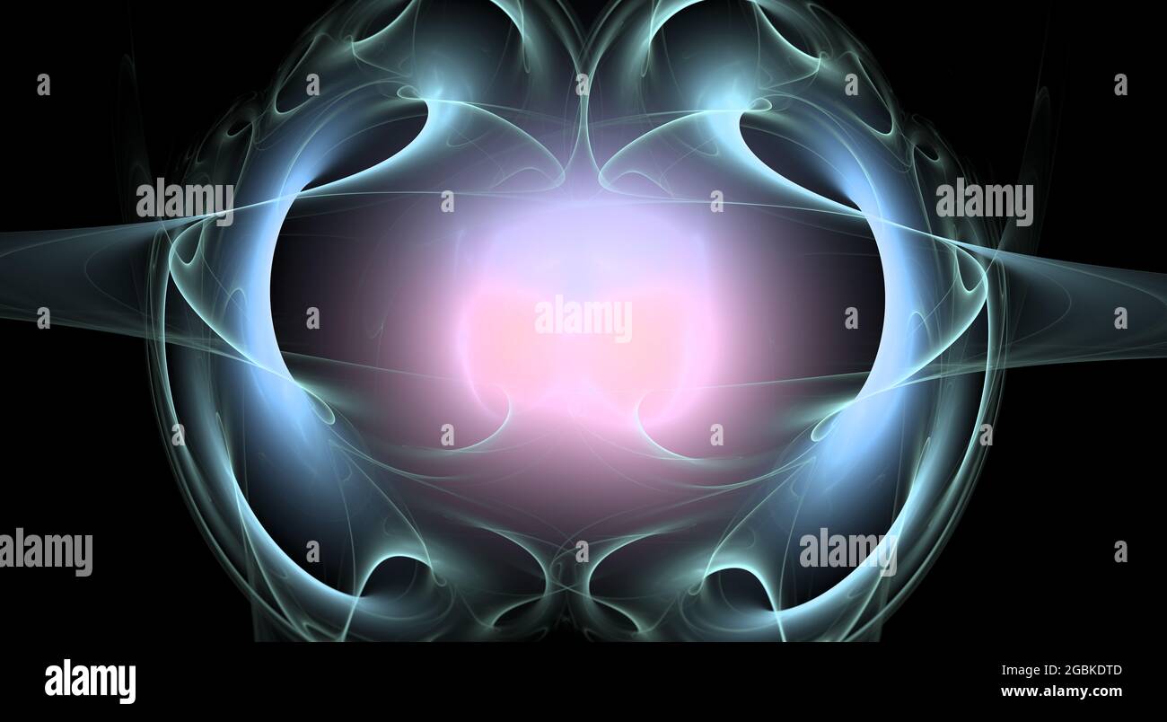 Magnifique Fractal numérique Symétrie avec lignes et courbes dynamiques et couleurs pastel éclatantes Banque D'Images