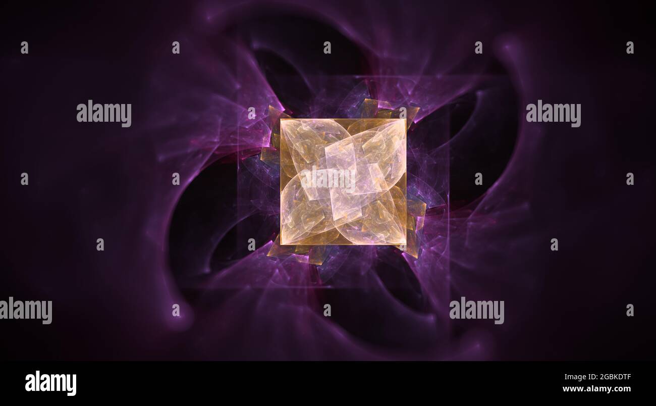 Magnifique Fractal numérique Symétrie avec lignes et courbes dynamiques et couleurs pastel éclatantes Banque D'Images