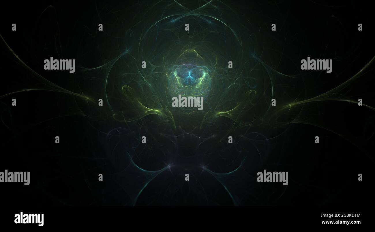 Magnifique Fractal numérique Symétrie avec lignes et courbes dynamiques et couleurs pastel éclatantes Banque D'Images
