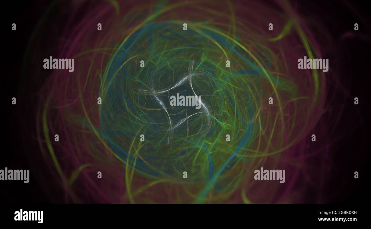 Magnifique Fractal numérique Symétrie avec lignes et courbes dynamiques et couleurs pastel éclatantes Banque D'Images