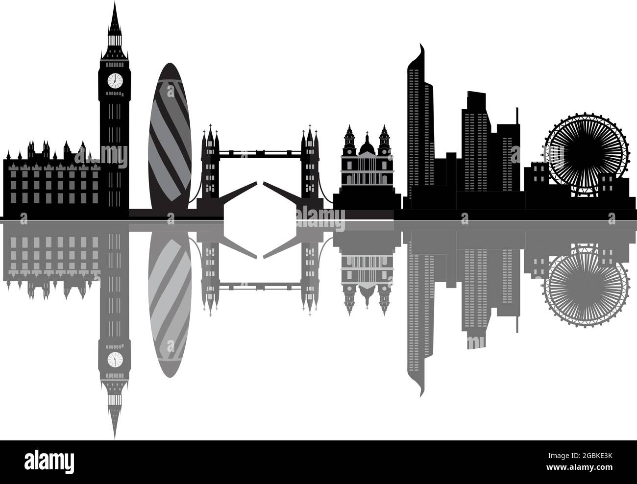 Toits de Londres avec le drapeau britannique en arrière-plan Illustration de Vecteur