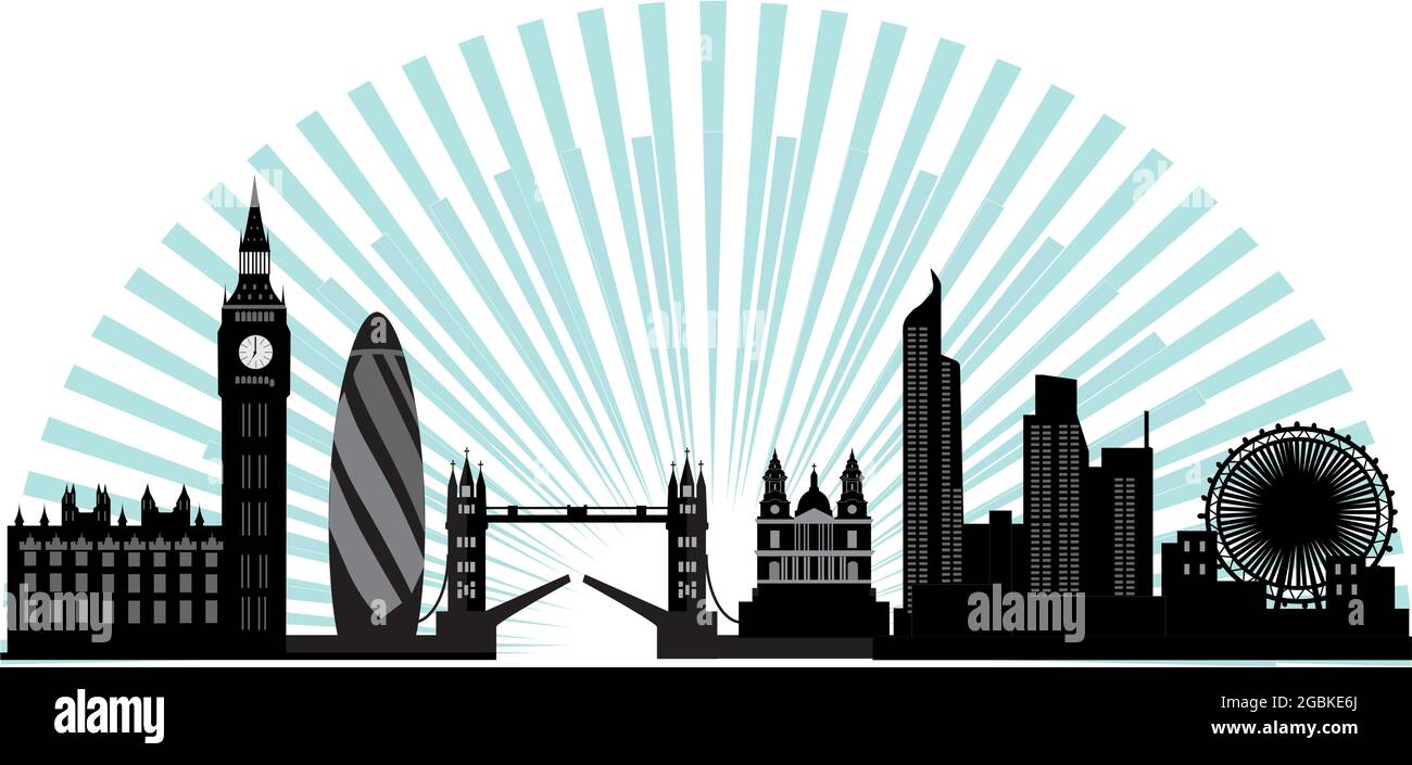 Toits de Londres avec le drapeau britannique en arrière-plan Illustration de Vecteur