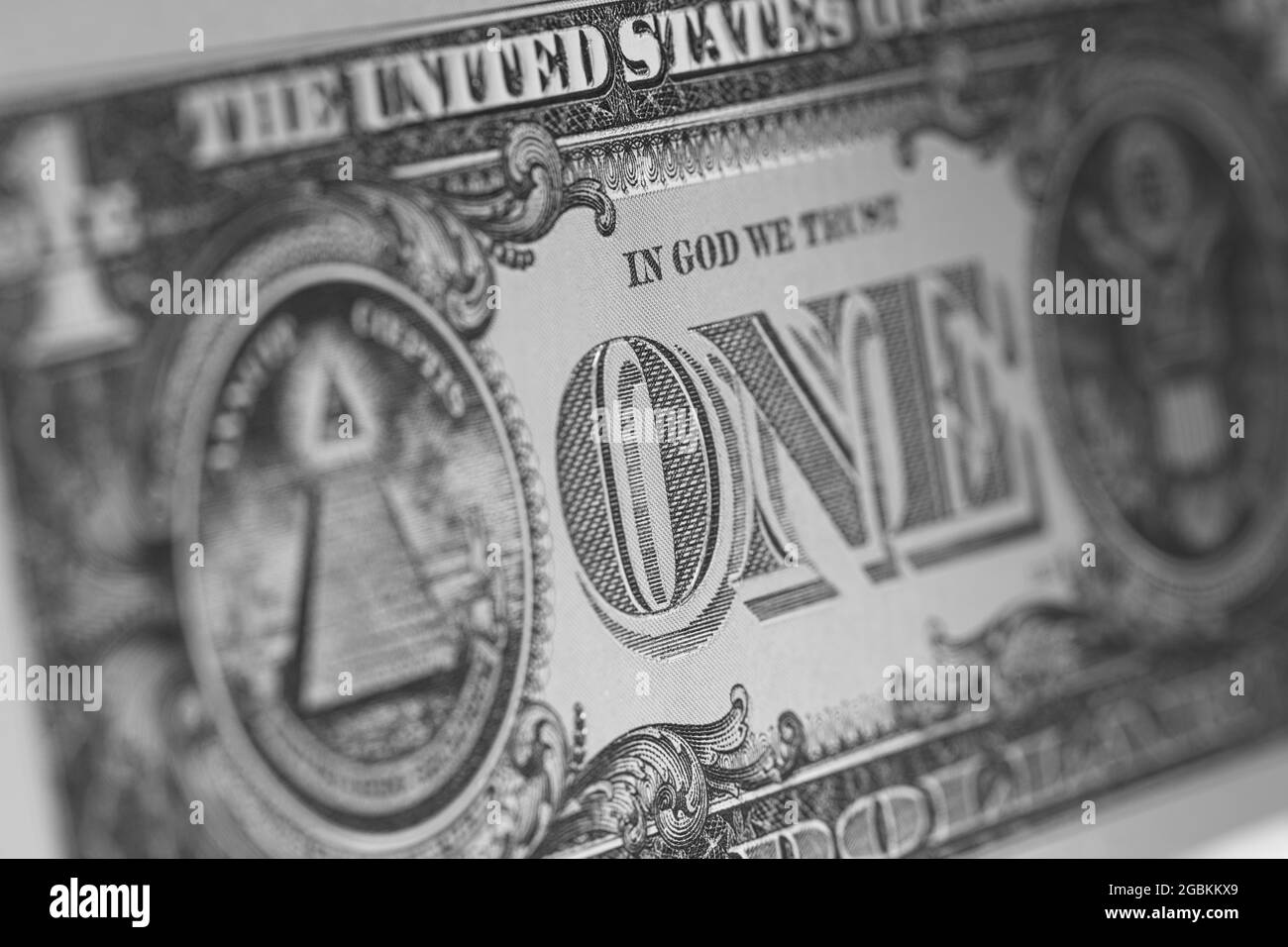 1 dollar bill back Banque d'images noir et blanc - Alamy