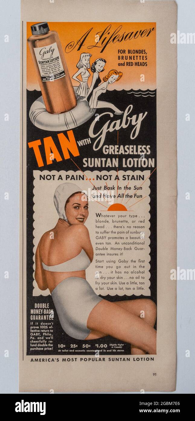 Publicité du magazine Vintage Life, numéro du 6 juillet 1942, États-Unis Banque D'Images