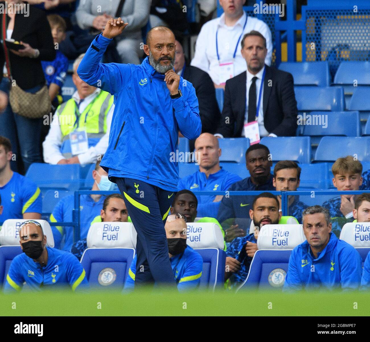 Londres, Royaume-Uni. 04e août 2021. Chelsea / Tottenham Hotspur - pré-saison amicale - Stamford Bridge Tottemham Head Caoch Nuno Espirito Santo pendant le match au Stamford Bridge, Londres. Crédit photo : crédit: Mark pain/Alamy Live News crédit: Mark pain/Alamy Live News Banque D'Images