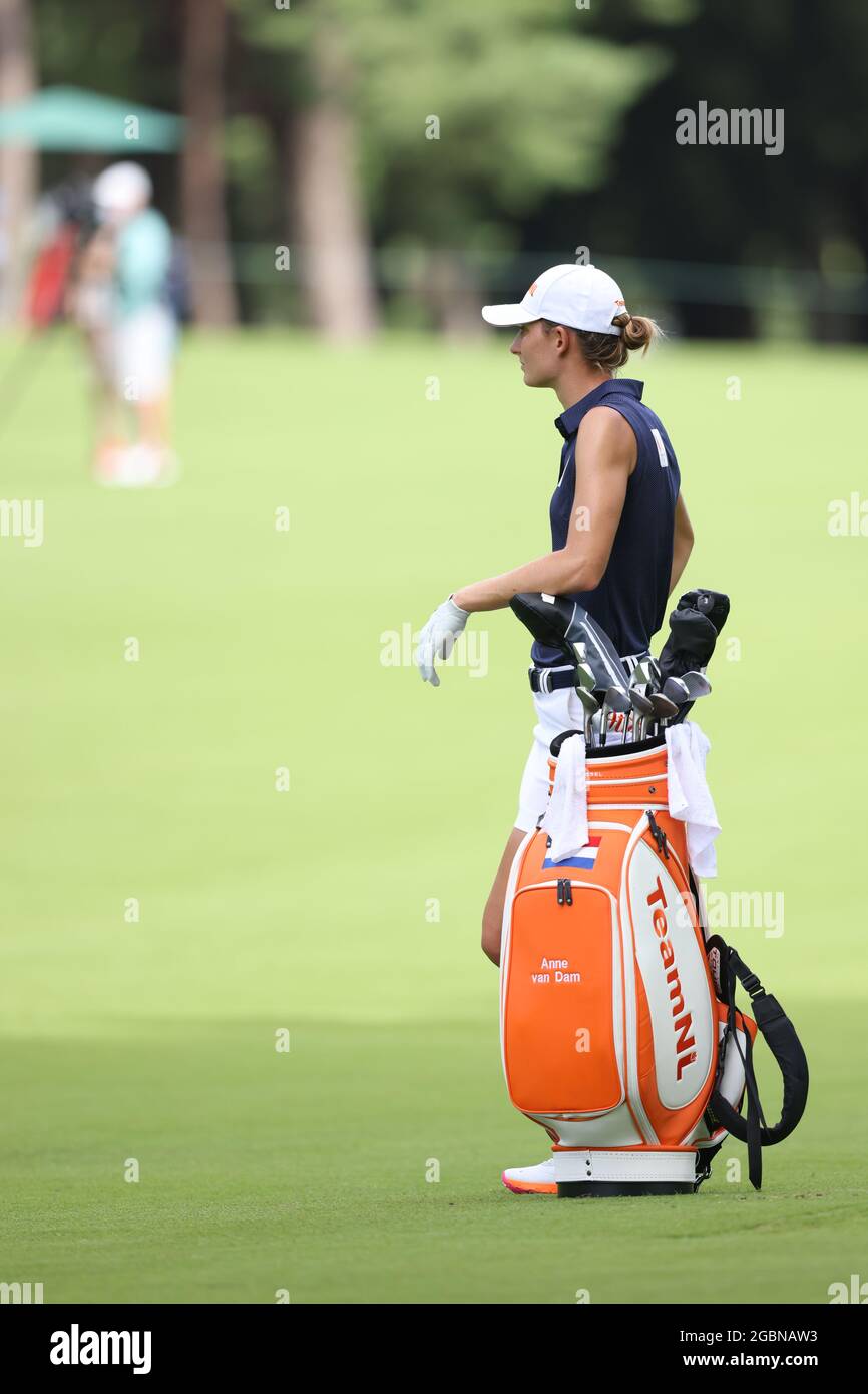 Saitama, Japon. 4 août 2021. Anne van Dam (NED) Golf : course individuelle des femmes partie 1 sur le 3ème trou lors des Jeux Olympiques de Tokyo 2020 au Kasumigaseki Country Club de Saitama, Japon . Credit: AFLO/Alay Live News Banque D'Images