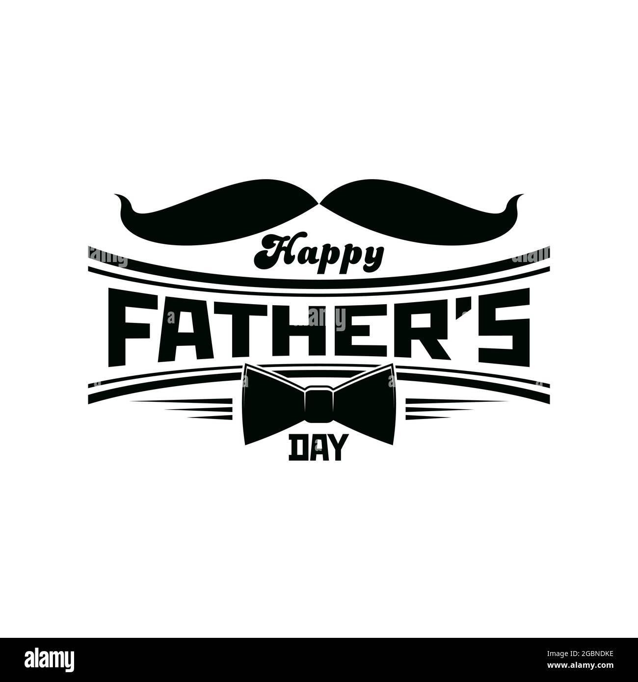 Icône de la fête des pères avec moustaches et cravate, carte de vœux à  vecteur de fêtes Happy DAD. Fête des pères ou fête de la famille de papa  emblème de félicitations