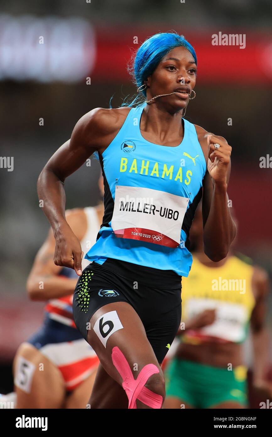 Tokyo, Japon. 4 août 2021. MILLER-UIBO Shaunes (BAH) Athlétisme : demi-finale du 400m féminin lors des Jeux Olympiques de Tokyo 2020 au Stade National de Tokyo, Japon . Credit: AFLO SPORT/Alay Live News Banque D'Images