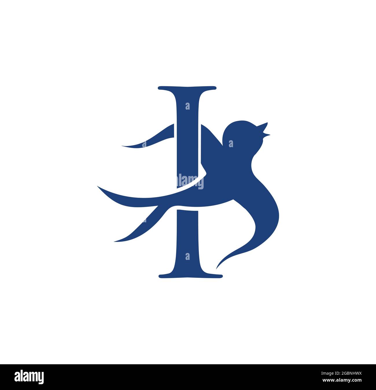 Illustration vectorielle de la lettre initiale I de Swallow Bird Illustration de Vecteur