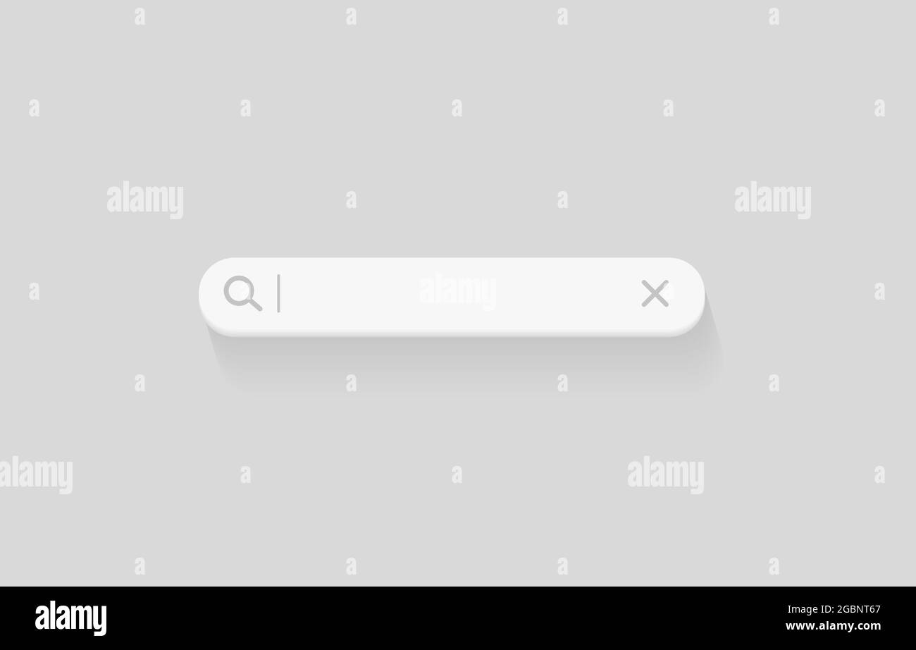Barre de recherche 3D. Bouton du navigateur pour la conception du site Web et de l'interface utilisateur. Rechercher un modèle de formulaire. Illustration vectorielle sur fond gris clair Illustration de Vecteur