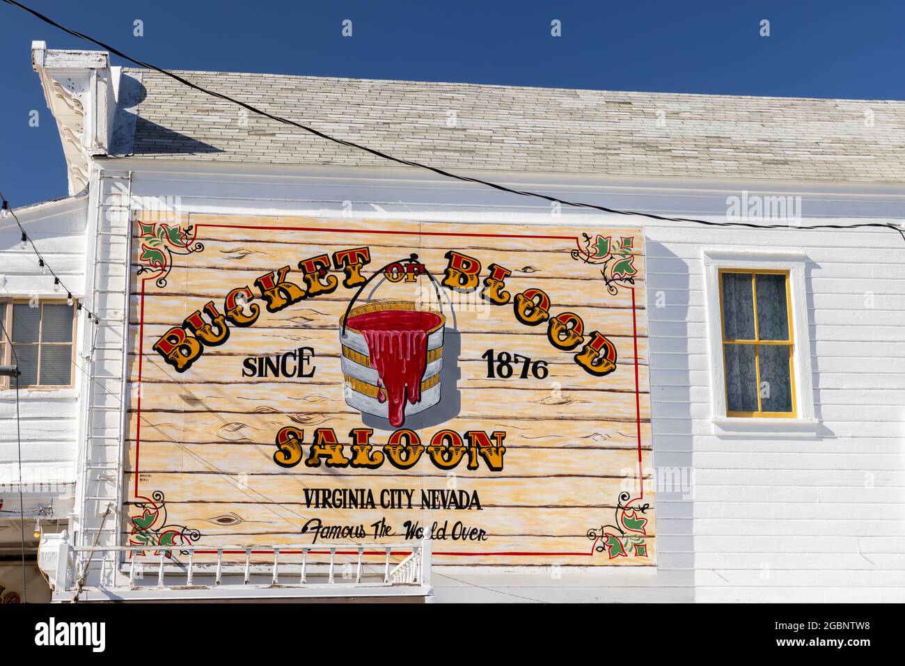 Seau historique de Blood Saloon, Virginia City, Nevada Banque D'Images