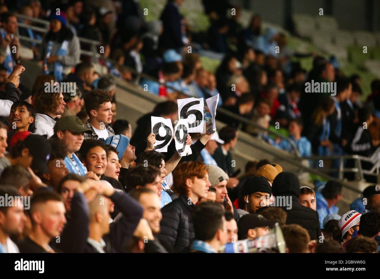 MELBOURNE, AUSTRALIE - 17 AVRIL : les fans de Melbourne City lors du match de football Hyundai A-League entre le Melbourne City FC et la victoire de Melbourne le 17 avril 2021 à l'AAMI Park à Melbourne, en Australie. Crédit : Dave Helison/Speed Media/Alamy Live News Banque D'Images