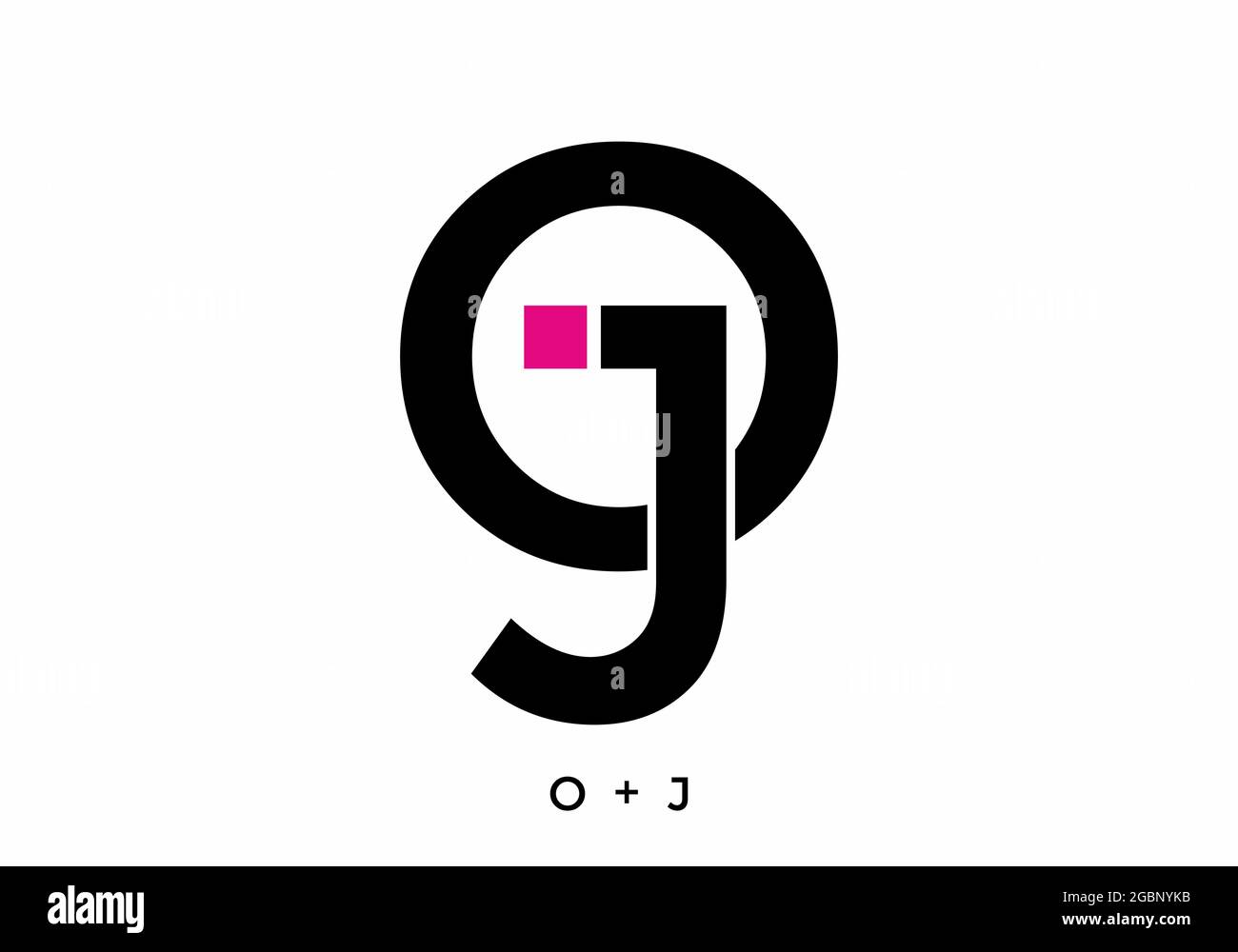 Couleur noire et rose du dessin de la lettre initiale du JO Illustration de Vecteur