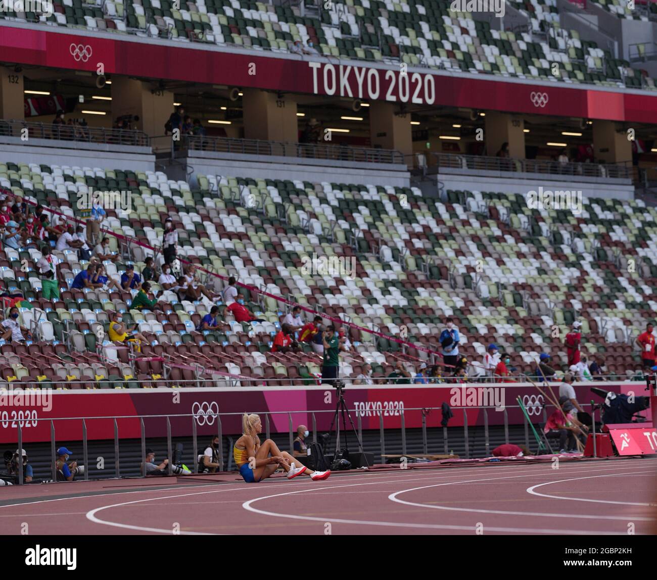 5 août 2021; Stade olympique, Tokyo, Japon: Tokyo 2020 Jeux Olympiques d'été jour 13; Womens Heptathlon, LEVCHENKO Yuliya (Ukraine) sur le point de sauter en hauteur Banque D'Images