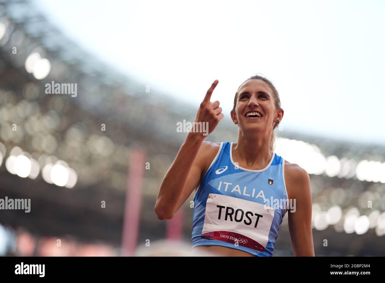 5 août 2021 ; Stade olympique, Tokyo, Japon : Tokyo 2020 Jeux Olympiques d'été jour 13 ; Womens Heptathlon, saut en hauteur, TROST Alessia (ITA) Banque D'Images