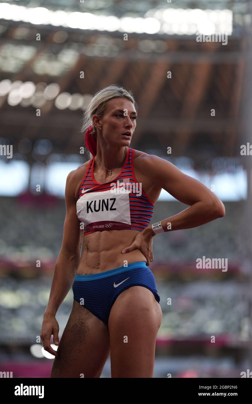 5 août 2021; Stade olympique, Tokyo, Japon: Tokyo 2020 Jeux Olympiques d'été jour 13; Womens Heptathlon, long saut, KUNZ Annie des Etats-Unis Banque D'Images