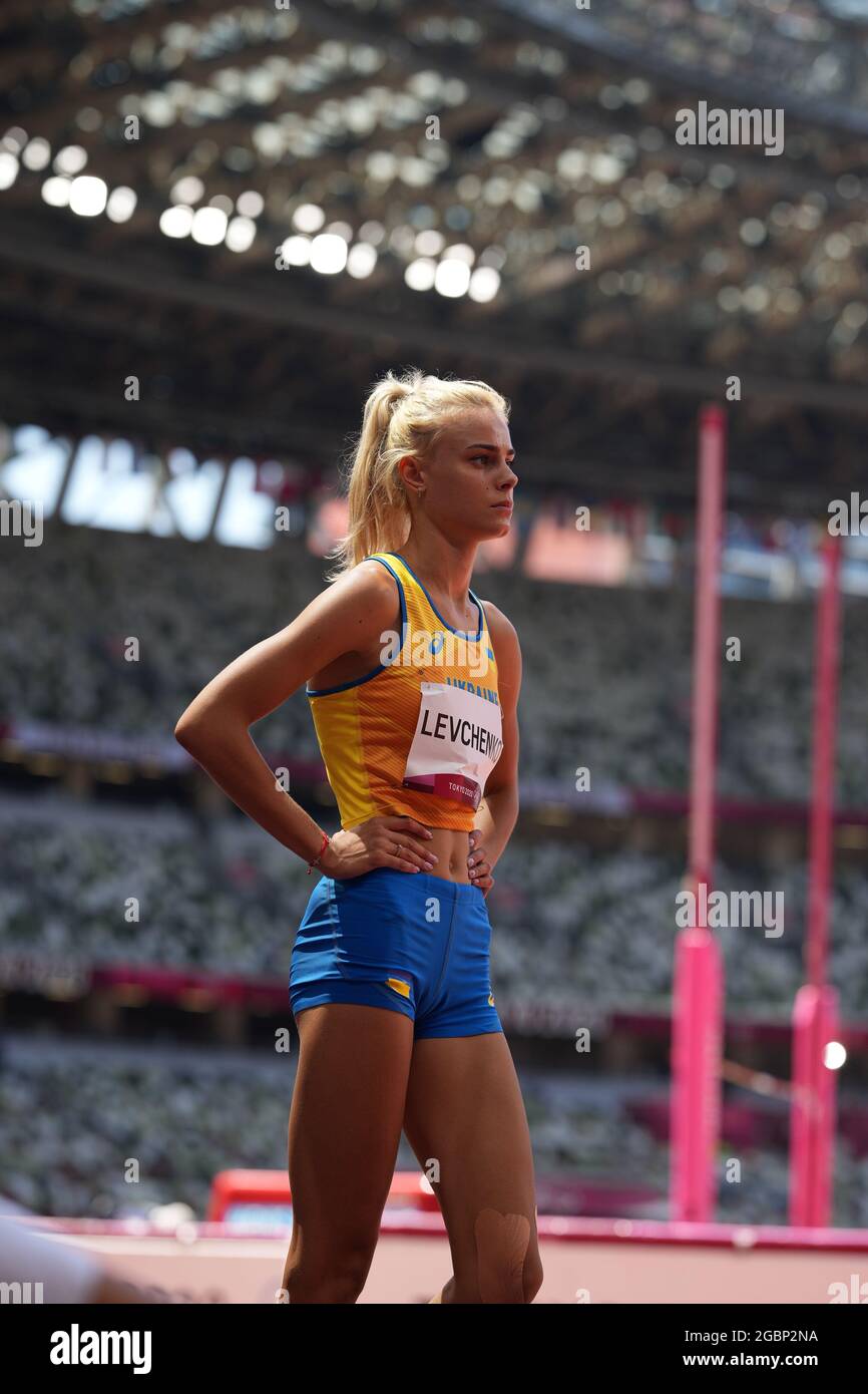 5 août 2021; Stade olympique, Tokyo, Japon: Tokyo 2020 Jeux Olympiques d'été jour 13; Womens Heptathlon, LEVCHENKO Yuliya (Ukraine) sur le point de sauter en hauteur Banque D'Images