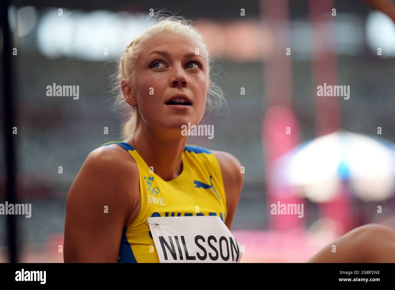 5 août 2021 ; Stade olympique, Tokyo, Japon : Tokyo 2020 Jeux Olympiques d'été jour 13 ; Womens Heptathlon, saut en hauteur, NILSSON Maja (SWE) Banque D'Images