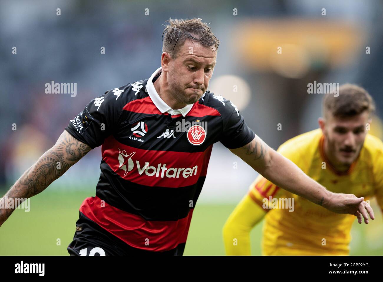 SYDNEY, AUSTRALIE - 27 FÉVRIER : Simon Cox, de Western Sydney Wanderers, attaque lors du match de football Hyundai A-League entre Western Sydney Wanderers FC et Adelaide United le 27 février 2021 au Bankwest Stadium de Sydney, en Australie. Credit: Pete Dovgan/Speed Media/Alay Live News Banque D'Images