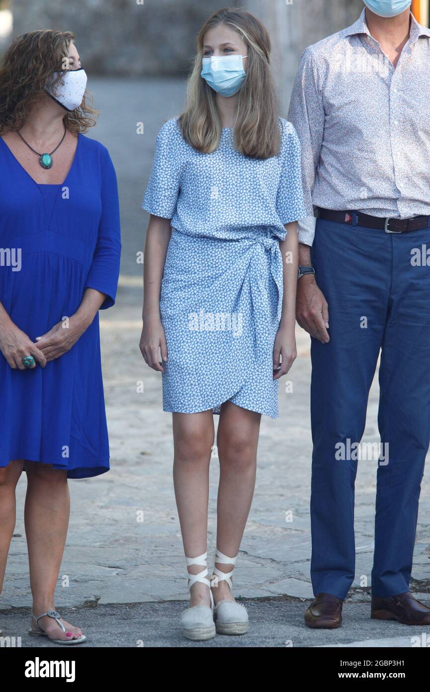 La Princesse Leonor d'Espagne visite le Centre d'interprétation du paysage naturel de la Sierra de Tramontana et le Sanctuaire de Lluc pendant leurs vacances d'été à Majorque, îles Baléares, Espagne, le 4 août 2021. Photo par Archie Andrews/ABACAPRESS.COM Banque D'Images