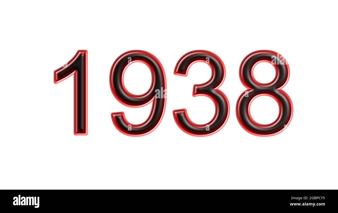 rouge 1938 chiffres effet 3d fond blanc Banque D'Images