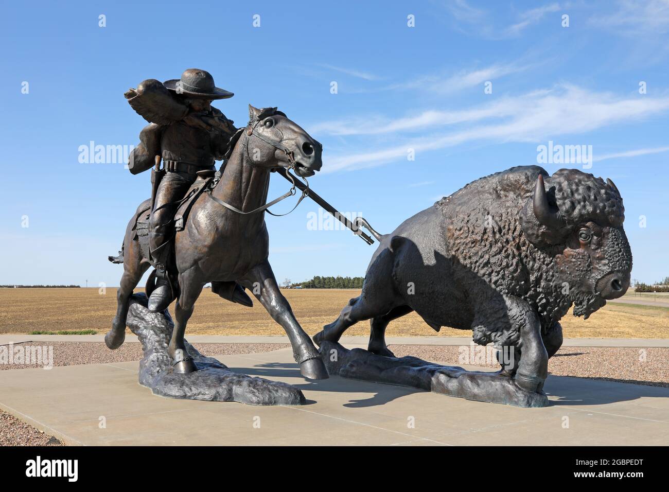 Géographie / Voyage, Etats-Unis, Kansas, Oakley, Buffalo Bill statue, OAKLEY, KANSAS, DROITS-SUPPLÉMENTAIRES-AUTORISATION-INFO-NON-DISPONIBLE Banque D'Images