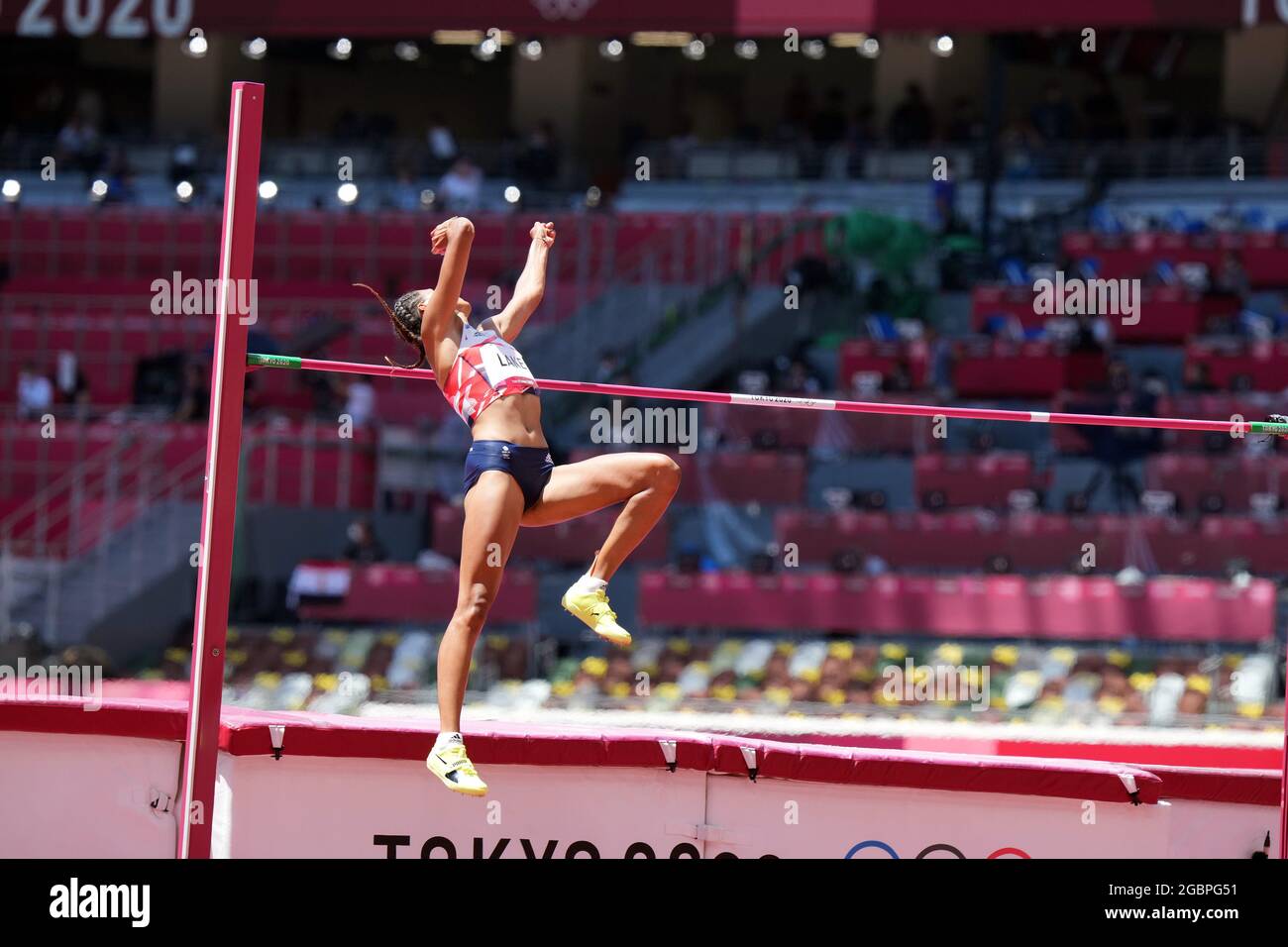 5 août 2021 ; Stade olympique, Tokyo, Japon : Tokyo 2020 Jeux Olympiques d'été jour 13 ; Womens heptathlon, saut en hauteur, Morgan Lake of Team GB Banque D'Images