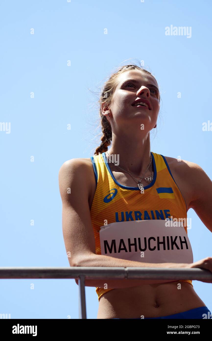 5 août 2021; Stade Olympique, Tokyo, Japon: Tokyo 2020 Jeux Olympiques d'été jour 13; Womens heptathlon, saut en hauteur, MAHUCHIKH Yaroslava d'Ukraine Banque D'Images