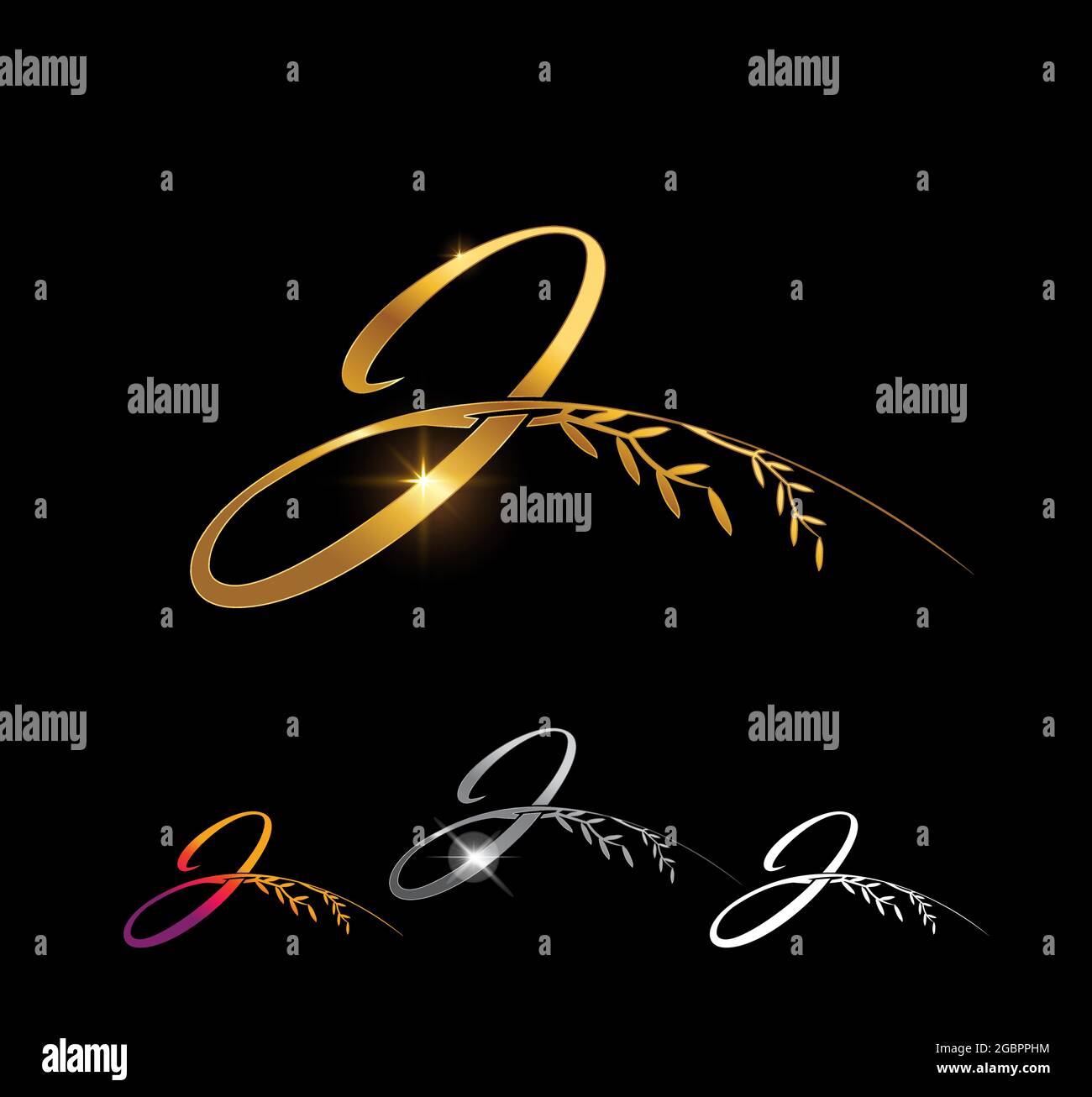 Une illustration de la lettre d'or J affiche initiale du monogramme Illustration de Vecteur