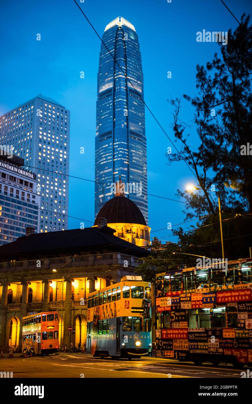 Le quartier financier central et le Centre financier international IFC2, Hong Kong, Chine. Banque D'Images