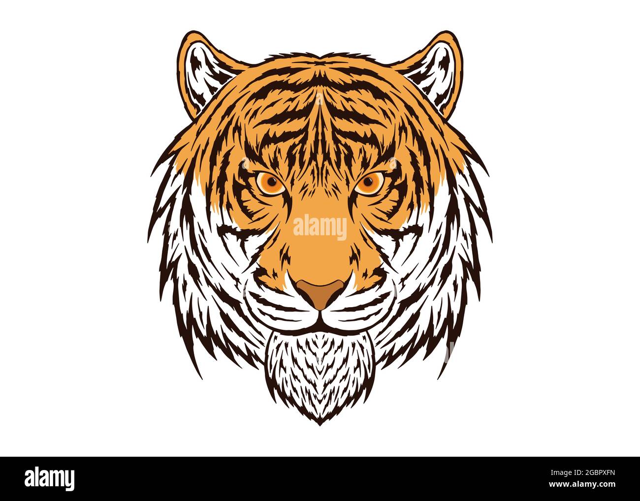 Illustration du vecteur tête de tigre. Isolé sur fond blanc. Pour l'impression, l'affiche, l'autocollant, le logo, le tatouage, emblème, et autres. Illustration de Vecteur