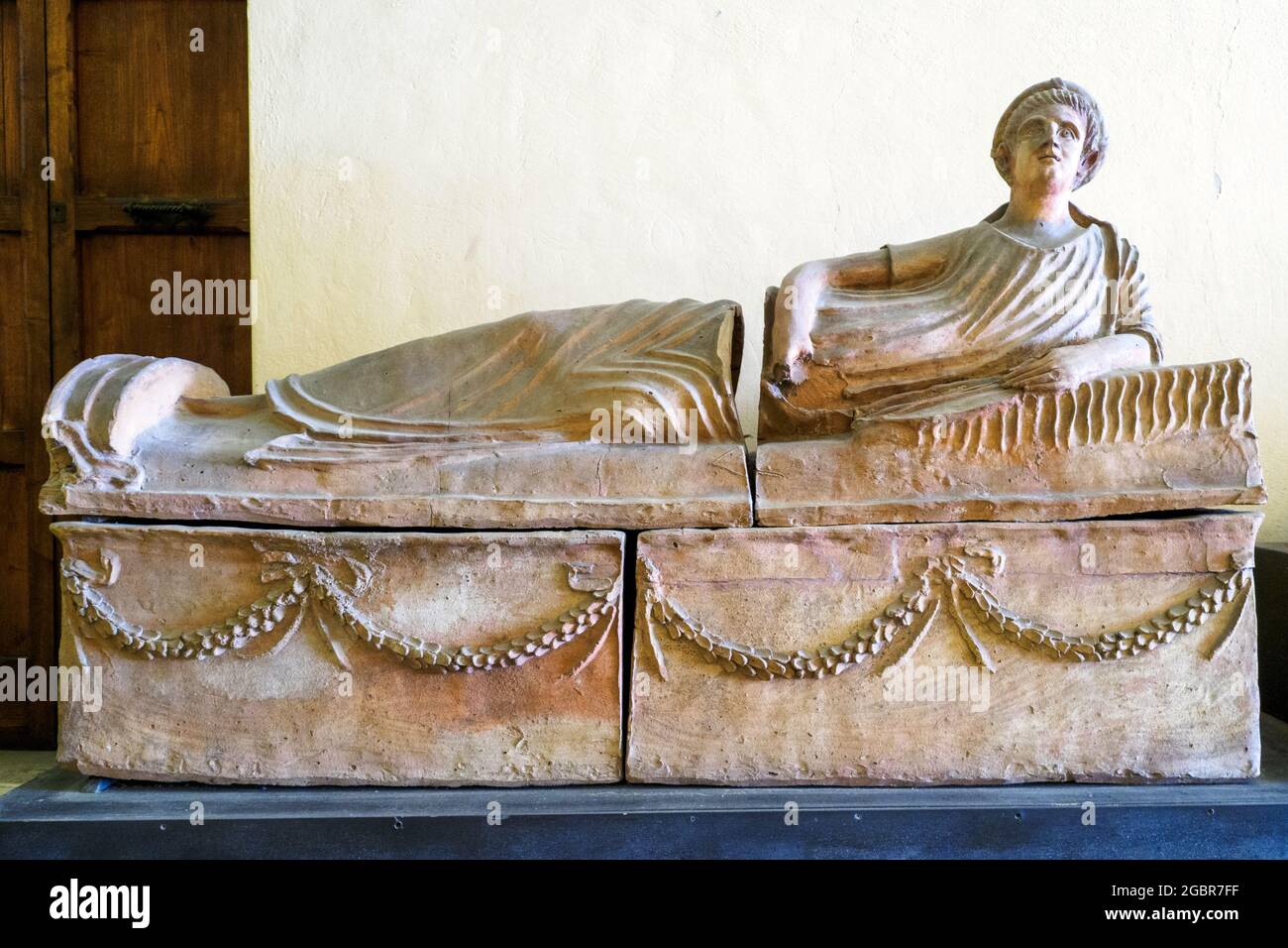 Sarcophage étrusque - Musée archéologique national de Tarquinia, Italie Banque D'Images